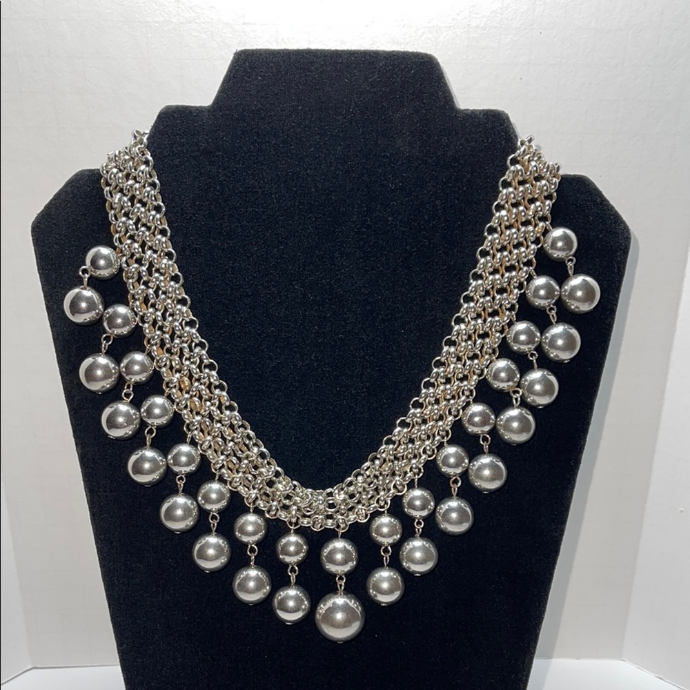 Silver Tone Beaded Necklace